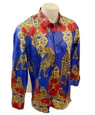 Button Down SHIRTS MEN BAROQUE LONG SLEEVE PARTY LEOPARD FLORAL SNAKESKIN VS130