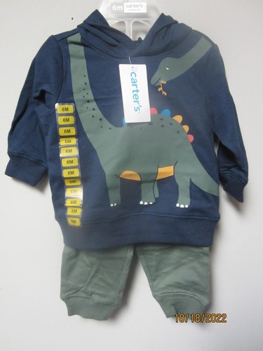 Carter's Baby Boy 2-Piece Navy/Green Dino Hoodie & Pant Set Size 6M - Bild 2 von 3