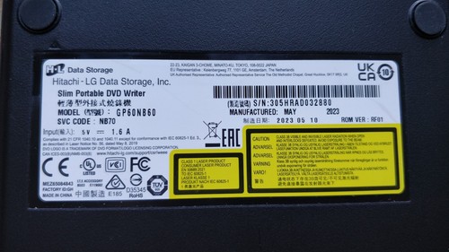Hitachi-LG GP60NB60 Slim Portable External DVD Rewriter - Black - Afbeelding 9 van 13