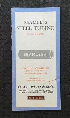 1925 Edward T Wards Sons Co Flugzeug Nahtloses Stahlrohr Summerill Rohr Daten