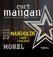 Curt Mangan 98201 Monel Mandolin Strings; Loop End Light gauges 10-36