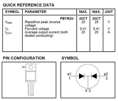 PBYR2025CT Gleichrichter-Dioden Schottky Barrier Rectifiers