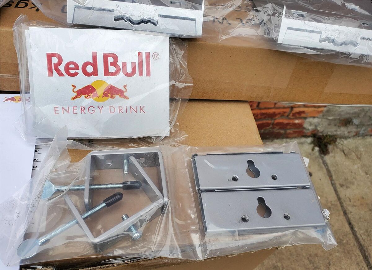 UNIQUE COOL RED BULL 4 PACK PARASITE RACK METAL DRINK SHELF UNIQUE COOL RED BULL 4 PACK PARASITE RACK METAL DRINK SHELF