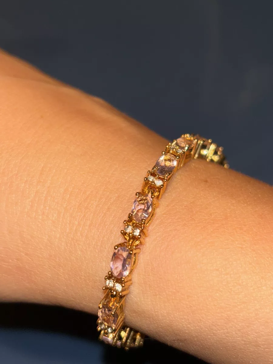 Vintage AVON Birthstone Elegant Tennis Bracelet Pink 6.5
