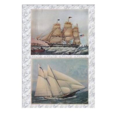 Paar Schiffe in Vollsegel! - 2 Vintage Farblithoprints Portofrei!!!