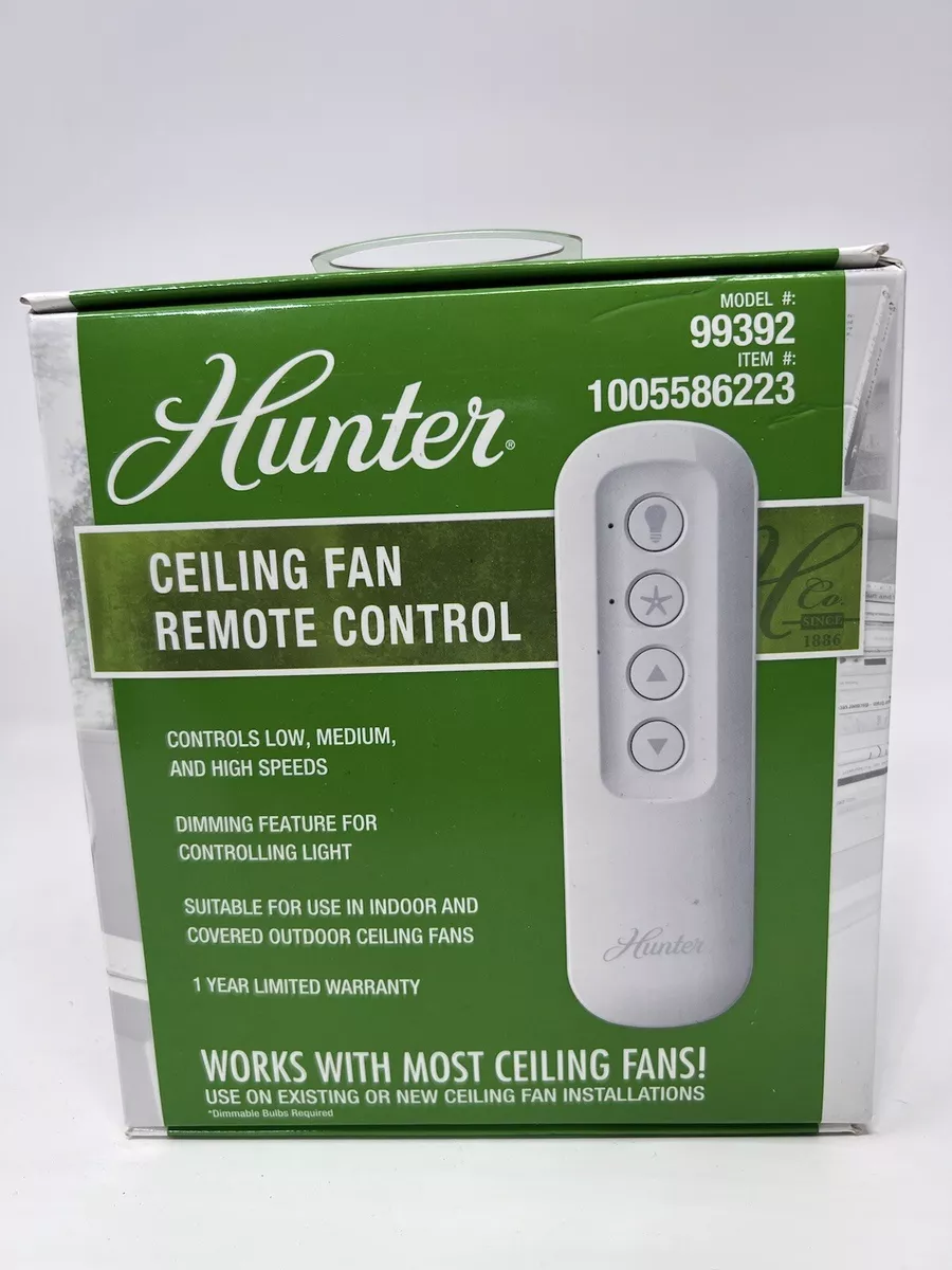 Hunter Universal 3-Speed Ceiling Fan Handheld Remote Control - White  (99392) 49694993922