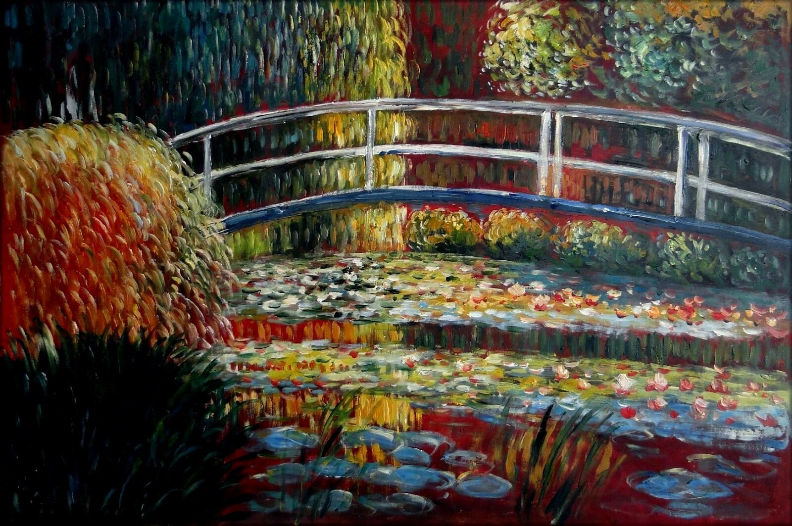 Claude Monet Bridge over Water Lily Pond Repro Hand Painted Oil
