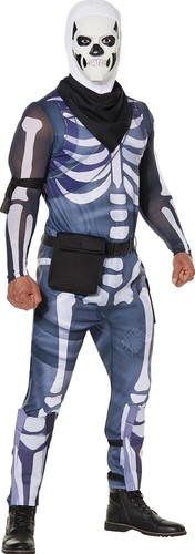 Mens Adult Fortnite Skull Trooper Skeleton Costume Jumpsuit - 第 1/1 張圖片