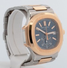 PAPERS Patek Philippe Nautilus 40.5mm Chronograph 18K Two-Tone Blue 5980/1AR BOX 6