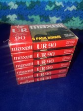 Lot of 6 Maxell UR 90 Minute Blank Audio Cassette Tapes Normal Bias New  Sealed