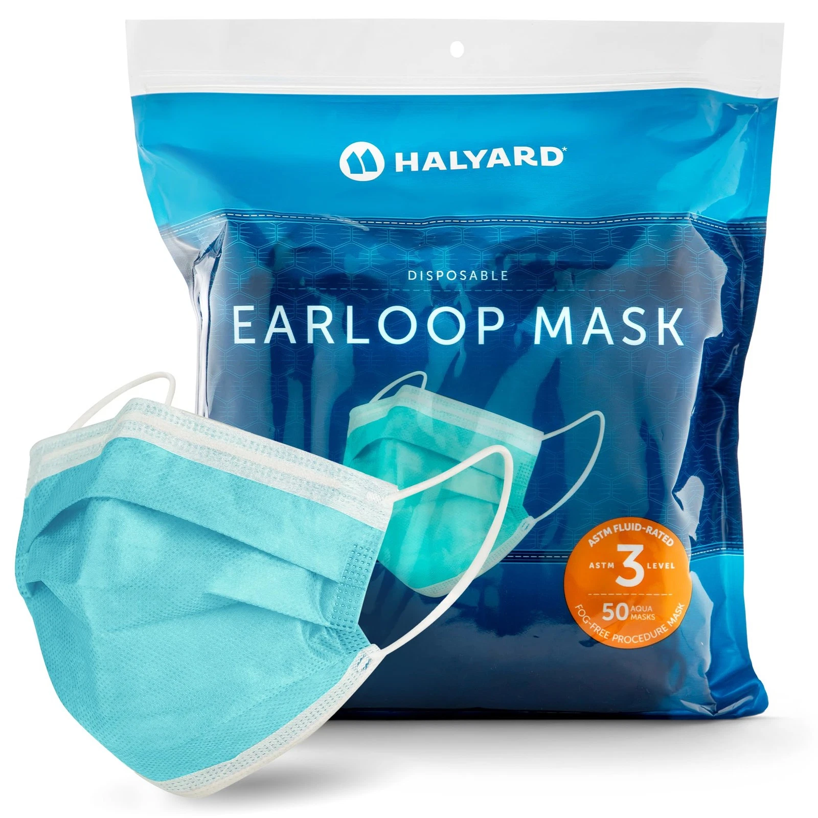 FLUIDSHIELD Level 3 Disposable Face Mask With Earloops, 47569 (Box of 50)