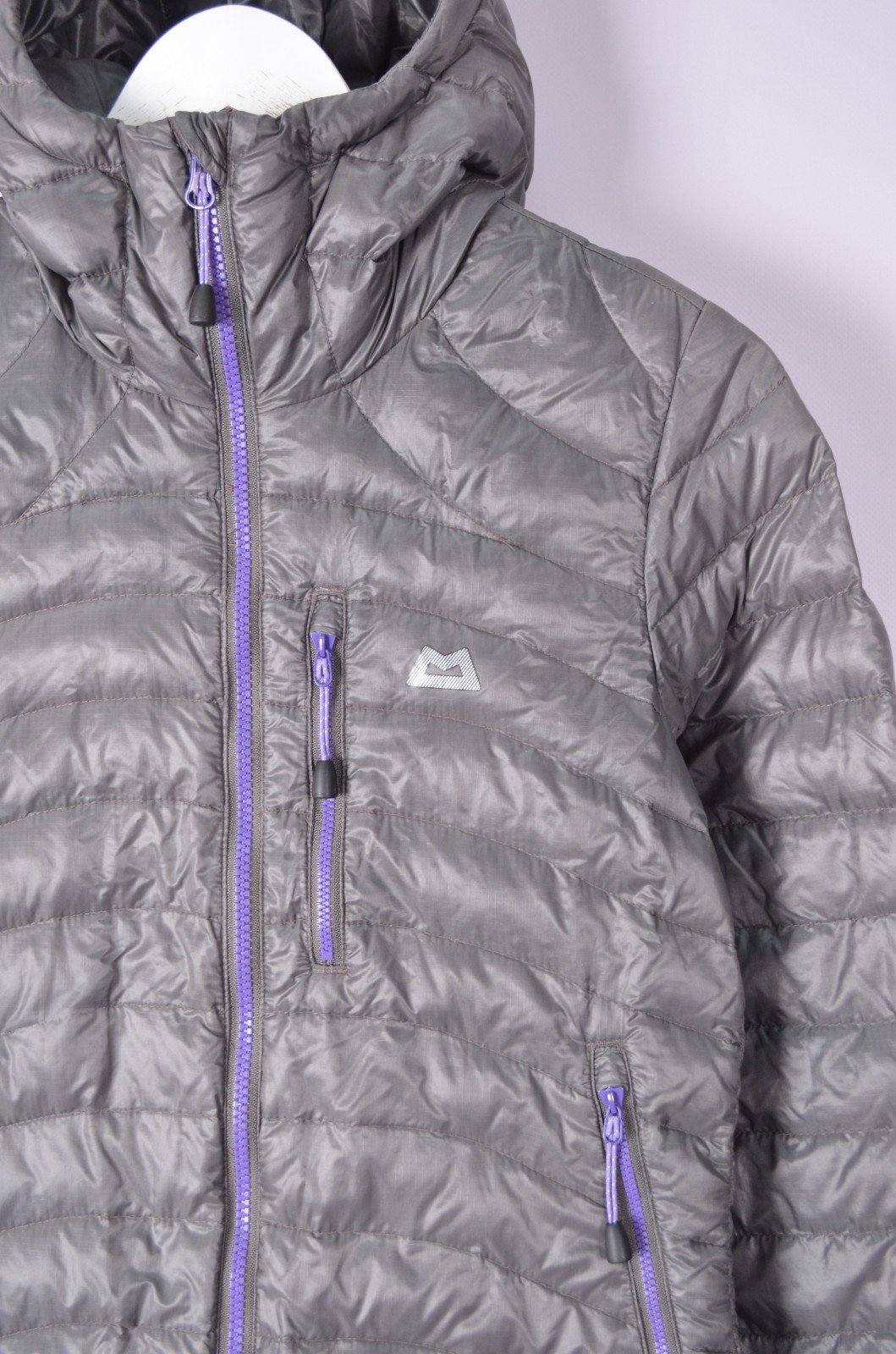 Womens Mountain Equipment Arete Hooded Jacket Grey Quilted Down Size S image 3