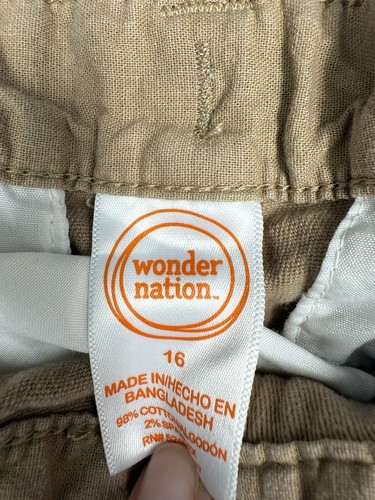 Wonder Nation Boys Khaki Cargo Shorts Sz 14 - Picture 2 of 4