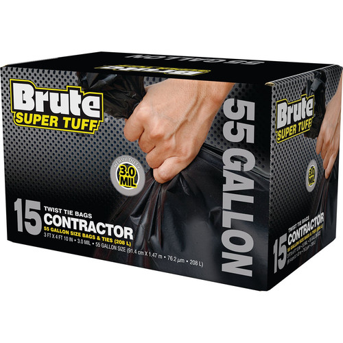 Brute Super Tuff 55 Gal. Contractor Black Drum Liner (15-Count) C043171S Brute