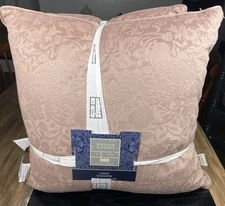 Set Of 2 20”x20” Soft Bed Couch Pillows Floral Birds Embossed Rosehip