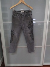 We the Free Free People Embroidered Leg Gray Wash Boho Jeans Size 27