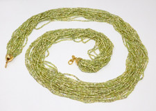 Vintage JOAN RIVERS Green Glass Bead Multi Strand Torsade Necklace w/ Bag