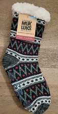 MUK LUKS Women's Cabin Socks Osfm Black White Green Red Warm and Cozy Nwt