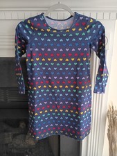 Primary 8-9 Navy/Fall Rainbow Hearts Long Sleeve Nightgown, 06/2021