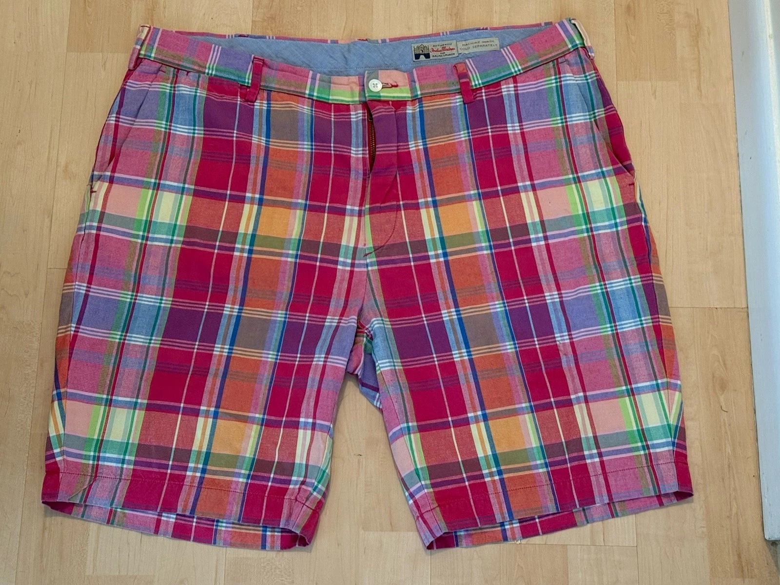 Polo Ralph Lauren India Madras Pink Plaid Men's Shorts Size 38 Preppy Golf