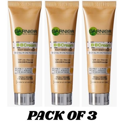 3 X Garnier Skin Naturals BB Cream Daily Moisturiser LSF 24 PA++ 18 Gramm ORI...