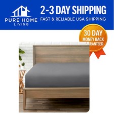 Hotel-Quality King Size Fitted Sheet - 1800 Microfiber, Soft Grey, Deep Pocket