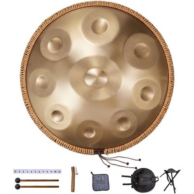 Handpan Drum, 22 in & 9 Notes, D Minor Hand Drum, Hand Pan Drum Instrument with