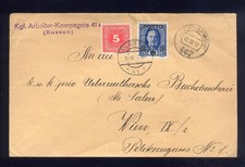 Beleg Feldpostamt 467 KGF Arbeiter-Kompanie (Russen) nach Wien mit Nachporto 2