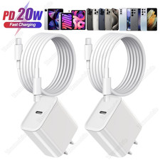 For iPhone17 16 15 Air Samsung Fast Charger 20W Power Adapter USB C Type C Cable