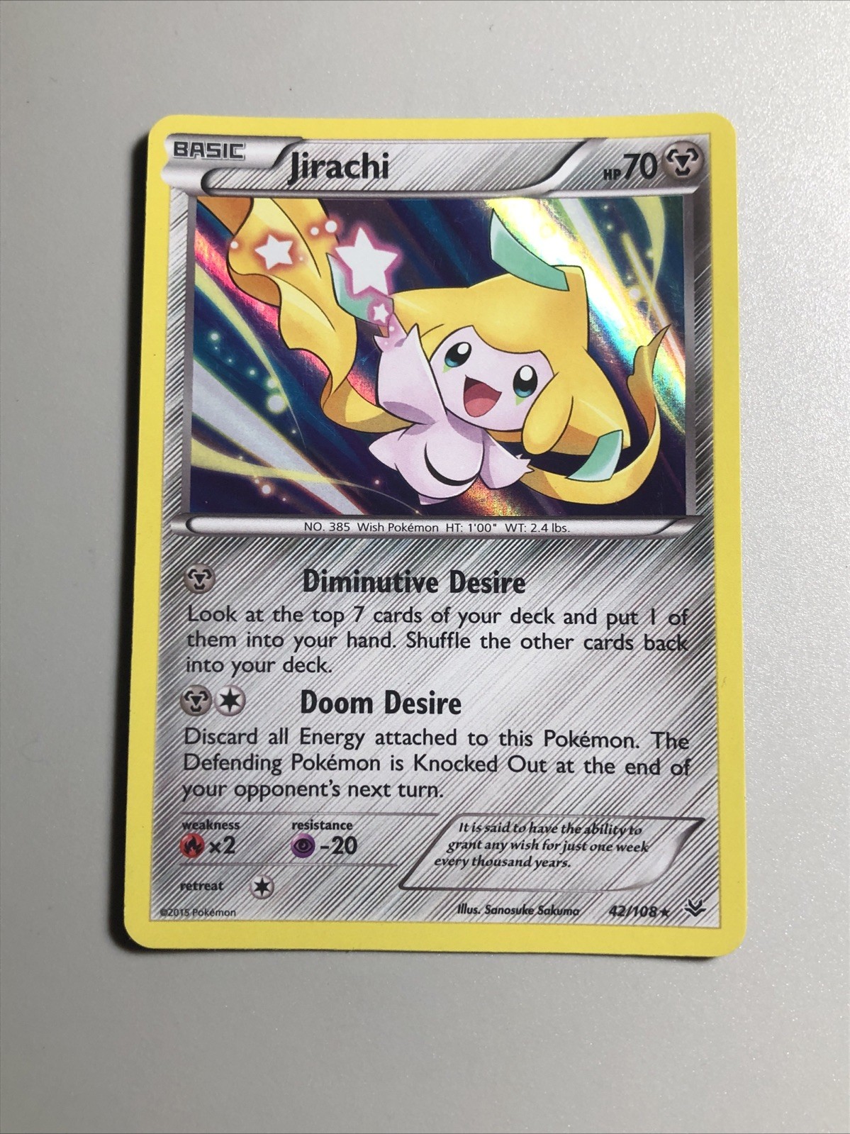 Jirachi 42/108 Roaring Skies Holo Rare MP (Small Crimp) (Check Pics) Pokemon Tcg