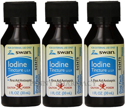 Swan Iodine Tincture First Aid ( 2% Iodine ) 1oz ( 3 pack ) GERIMED --