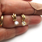 14K Yellow Gold 1/2 Hoop Diamonique Drop Dangle Earrings 2.1 Gr [E374] — photo 5