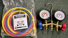 JB Industries 2 Valve Manifold Gauge Shut-Off Hose Set for R-404A R-410A R22