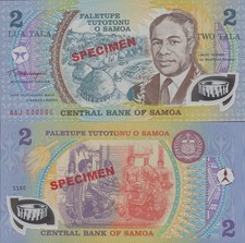 Western Samoa 2 Tala 1990 P 31e Polymer UNC AAJ Prefix SPECIMEN