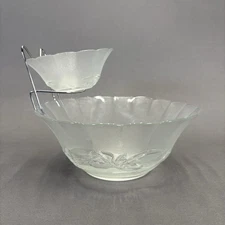 KIG Indonesia 3 Piece Glass Chip and Dip Bowl Set Frosted Serving Glassware MCM