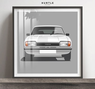 Ford Capri MK2 artwork Print, Classic Car Gift idea, Add Reg & Colour