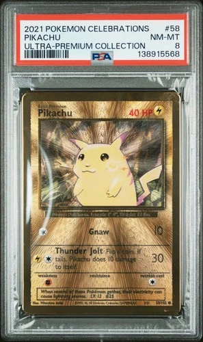 2021 POKEMON CELEBRATIONS ULTRA-PREMIUM COLLECTION #58 PIKACHU PSA 8