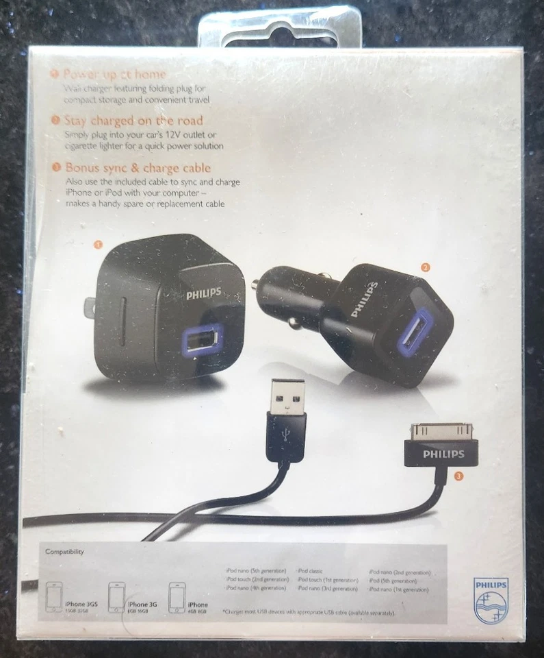 "Philips" быстрая зарядка телефона зарядное устройство для дома и автомобиля - новый - Изображение 2 из 3