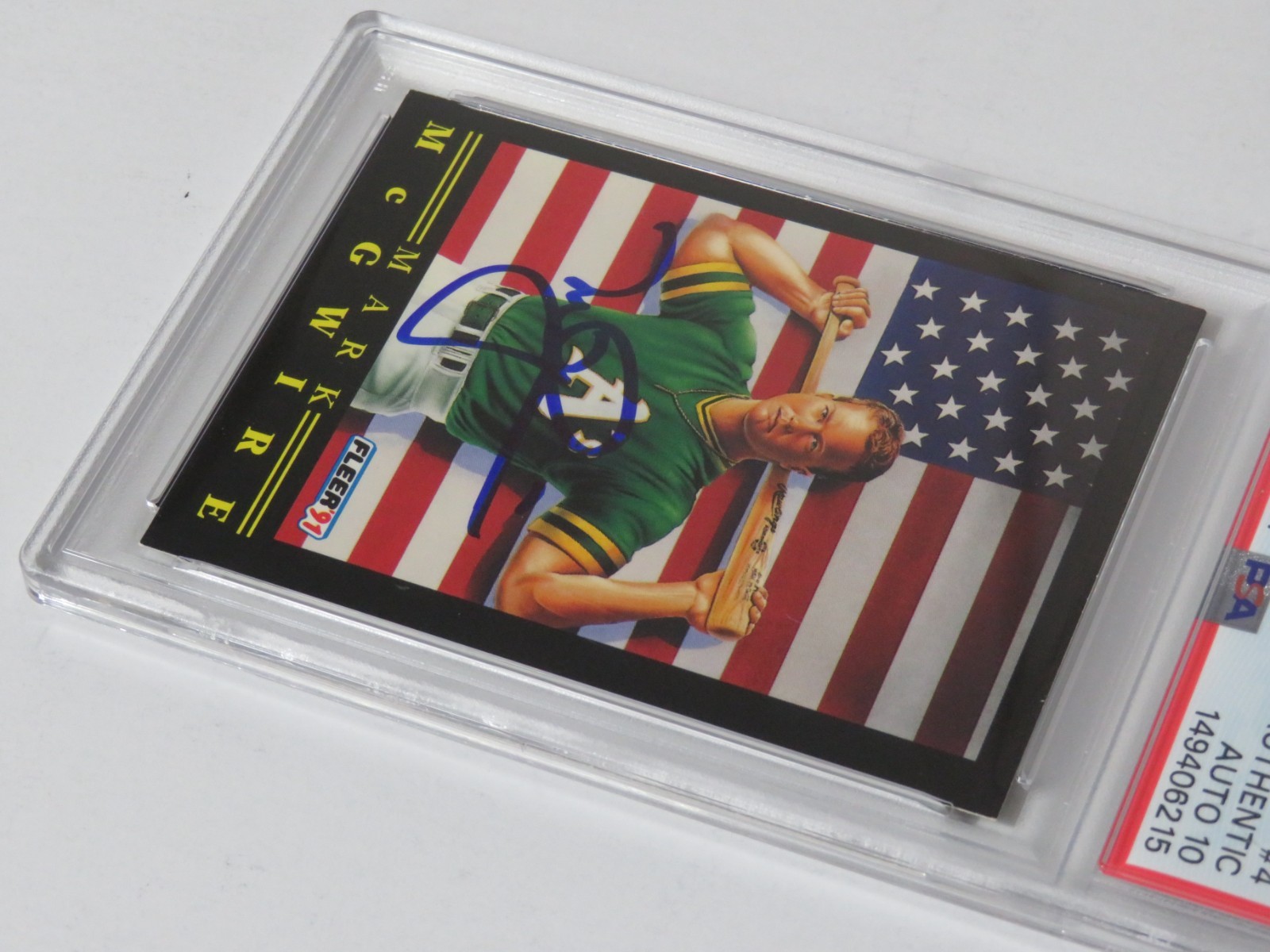 Mark McGwire A's Signed Autograph 1991 Fleer Pro-Visions Card # 4 PSA 10 Auto view 4