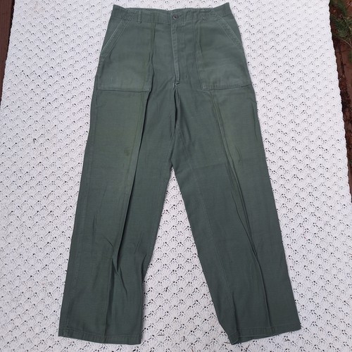 Vtg OG-107 Type 1 Cotton Sateen Utility Trousers Vietnam Military Zipper Pants - Imagen 3 de 16