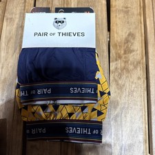 Pair of Thieves Men's Super Fit Boxer Briefs 2pk Navy/Gold Size Medium New