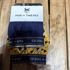 Pair of Thieves Men's Super Fit Boxer Briefs 2pk Navy/Gold Size Medium New