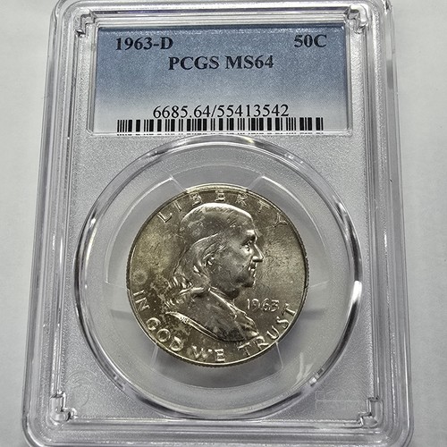 1963 D Franklin Half Dollar PCGS MS64 50c U.S. Coin, Lot #3007 - Picture 3 of 12