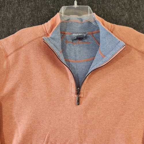 Tommy Bahama Sweatshirt Mens XL Orange 1/4 Zip Pullover Reversible Blue - Picture 3 of 13