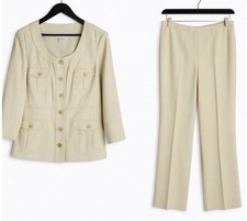 NWT Pendleton Women's 2 Piece Suit Blazer Jacket Pants Beige Victoria Station 14