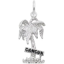 Cancun Palm Tree Charm - Metal - Sterling Silver
