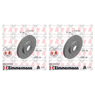 SET-ZXC600322152-2 Zimmermann 2-Wheel Set Brake Discs Front  for VW Jetta Beetle