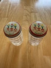 Vintage Anchor Hocking Fire King Clear Glass Salt & Pepper Shakers W/Tulip Lids
