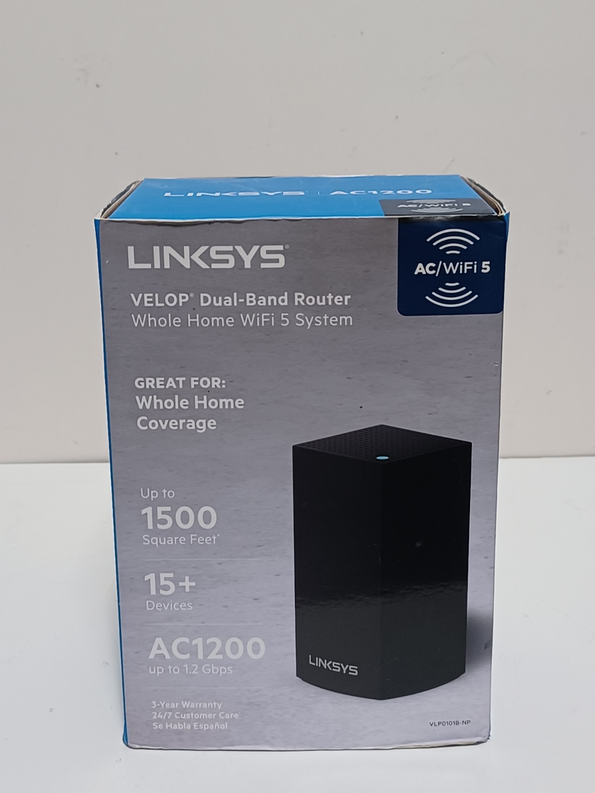Linksys VELOP Dual-Band Router Whole Home WIFI 5 System AC1200 Black