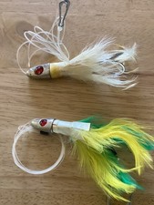 Vintage Saltwater Feather Trolling Lure Lot Of 2 Tuna Mahi Offshore Fishing Rigg